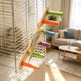 thumbnail image 6 of Bird Perch Stand - Parakeet Toys for Beak Grinding and Claw Trimming - Anti-Slip Colorful Climbing Ladder - Natural Wood and Resin Bird Cage Accessories for Bird (13.86x3.54in), 6 of 6