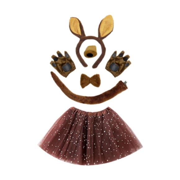 Conjunto orejas animal y cola larga para la cabeza, ideal para cosplay, regalos, actuaciones en y graduaciones. Juego de 6 piezas para niños