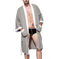 thumbnail image 1 of LAICAIW Men's Waffle Kimono Robe Cotton Lightweight Nightgowns Bathrobe Sleepwear, 1 of 6