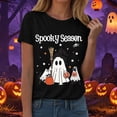 thumbnail image 2 of NOLDARES Halloween Oversized Shirts for Women Spooky Season T-Shirt Halloween Pumpkin Costume Ghost Fall Tees Top,Black,3XL, 2 of 5