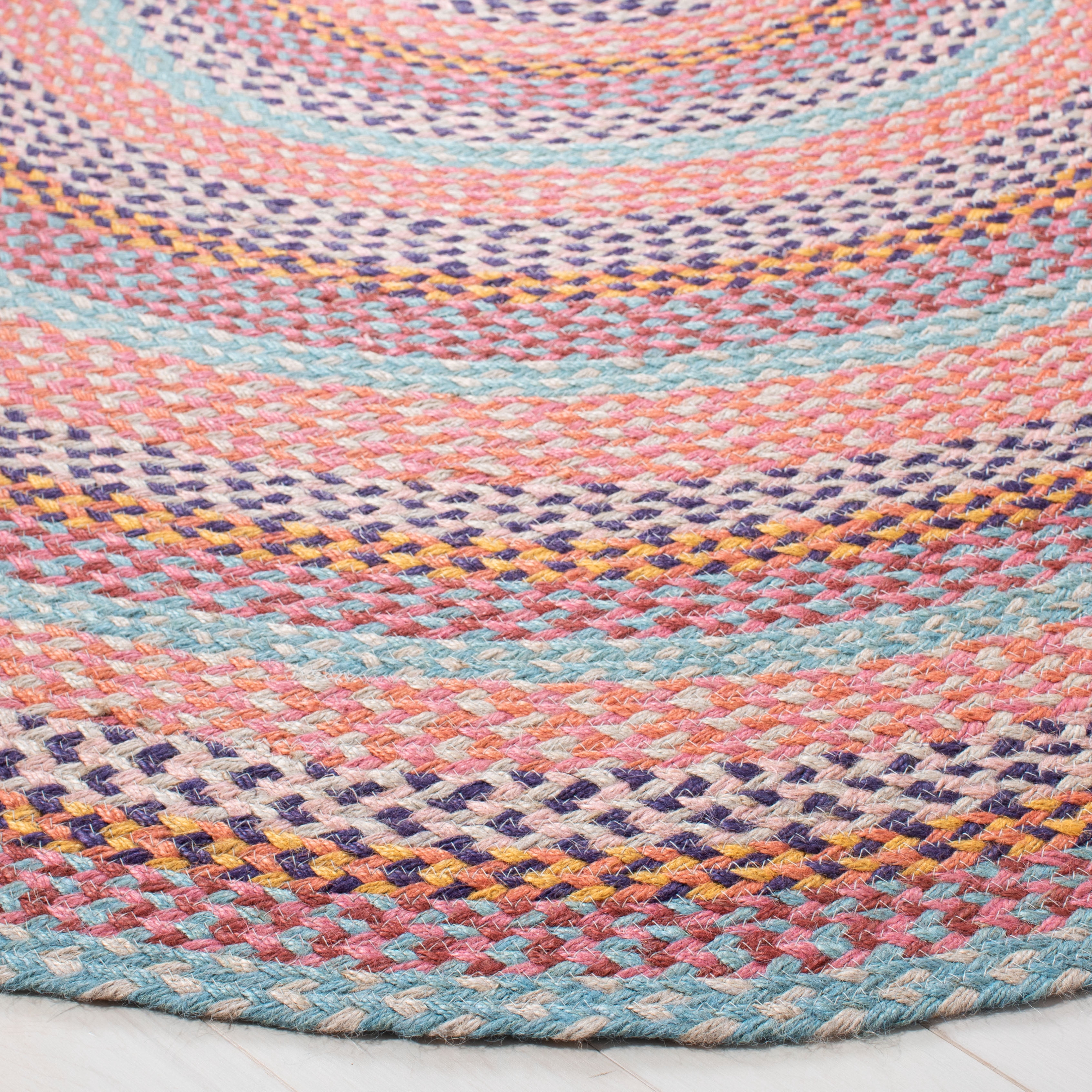 SAFAVIEH Cape Cod Robynne Geometric Area Rug, Pink/Blue, 7' x 7' Round