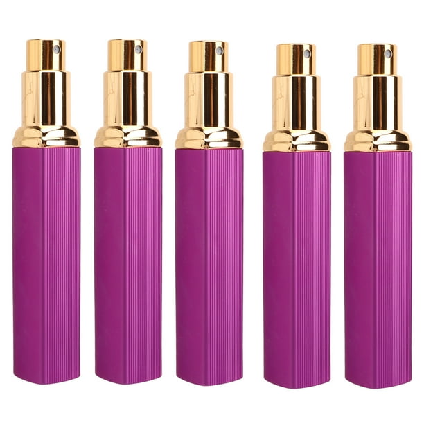 Atomizador de perfume de bolsillo, 5 botellas de spray de viaje, dispensador de perfume rellenable, botellas de perfume de tamaño de viaje, rendimiento impulsado
