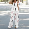 thumbnail image 1 of ICHUANYI Clearance Women's Summer Printed Short Sleeve Half Sleeve Round Neck Cropped Top + Casual Pants Suit Set Two Piece Lounge Set(White, M) ICHUANYI WER2023081017364, 1 of 5