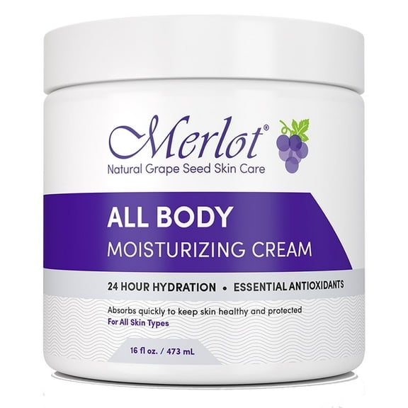 Merlot Body Moisturizing Cream with Essential Antioxidants, 16 oz