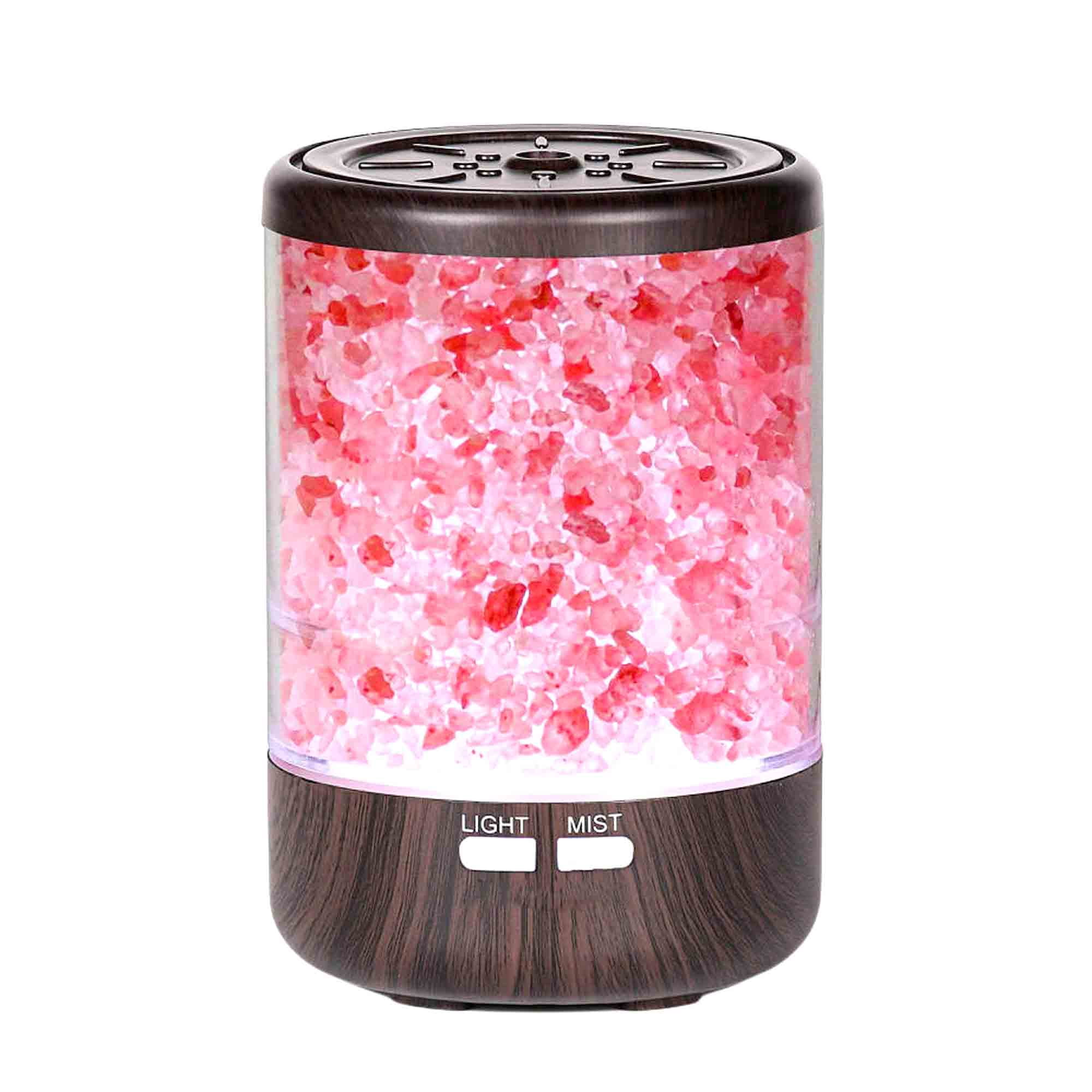 Essential Oil Aromatherapy Home Diffuser with Himalayan Pink Salt Crystal, 7 Color Lights, 2 Mist Humidifier Modes, Nightlight for Home, Office, Bedroom, Spa, Yoga 120ml
