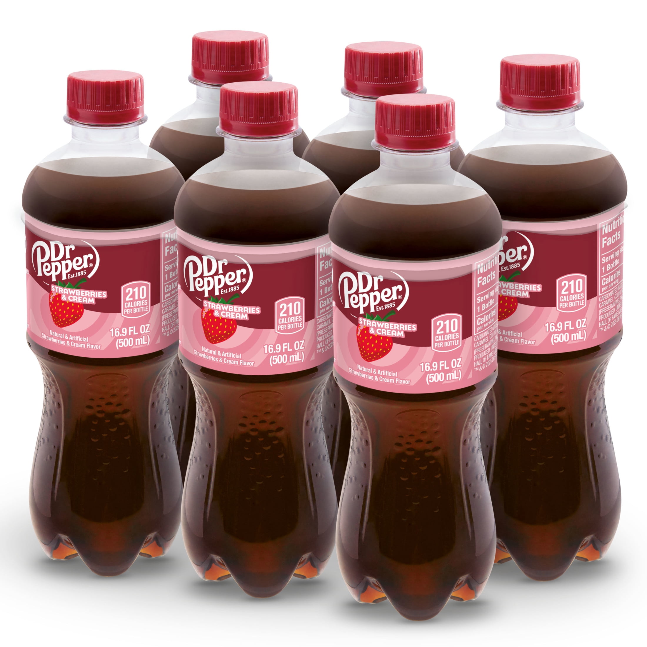 (2 pack) Dr Pepper Strawberries and Cream Soda Pop, 16.9 fl oz, 6 Pack Bottles