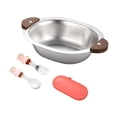 thumbnail image 4 of Cuencos bonitos para niños, cuenco aislado con asa, tenedor para ensalada, cuchara, cuenco de acero inoxidable fácil de limpiar, cuenco coreano para con tenedor rosa, 4 of 8