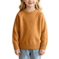 thumbnail image 2 of Spazoro Girls Crew Neck Knit Sweater, Solid Color Warm Long Sleeve Breathable Pullover Tops for Daily Layering Orange Size 3-4T, 2 of 9