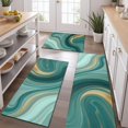 thumbnail image 2 of Teal Marble Gold Wave Pattern Kitchen Rugs Sets Of 3,Kitchen Runner Rugs Non Skid Washable,Decorative Kitchen Floor Mats for Kitchen,Sink,Laundry,17"x30"+ 17"x47" + 17"x59", 2 of 6