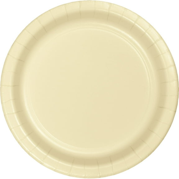 Party Central Disposable Round Luncheon Party Paper Plates - 7" - Cream - Club Pack of 240