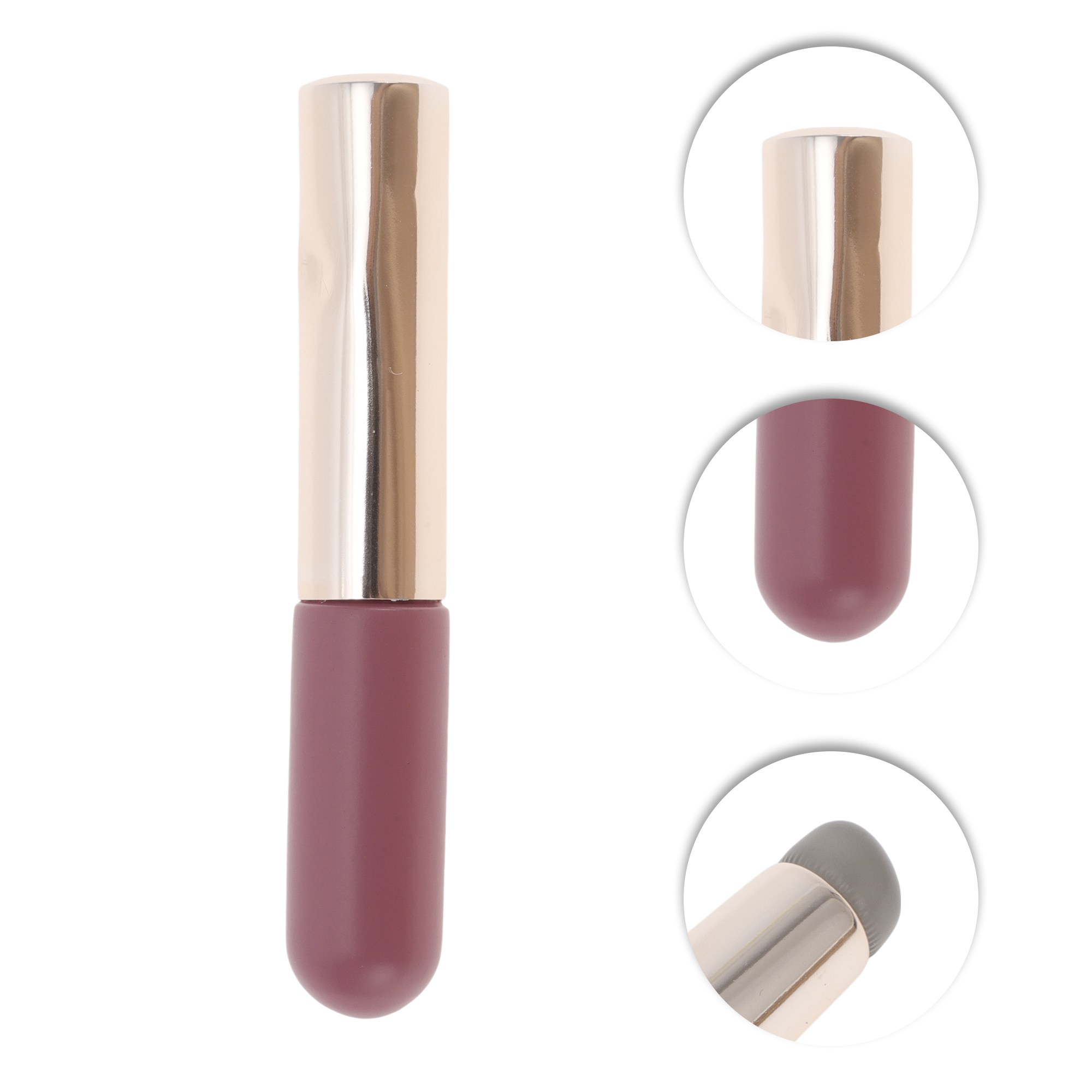 Unique Bargains 1 Pc Durable Convenient Lip Brush with Lid for Travel Purplish Red