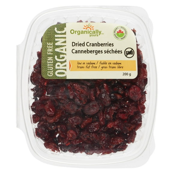 Organically Yours Organic Dried Cranberries, 200 g