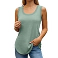 thumbnail image 2 of Basic Tank Tops for Women Loose Fit Casual Plain Scoop Neck Ribbed Sleeveless Shirt Summer Outfits, 2 of 7