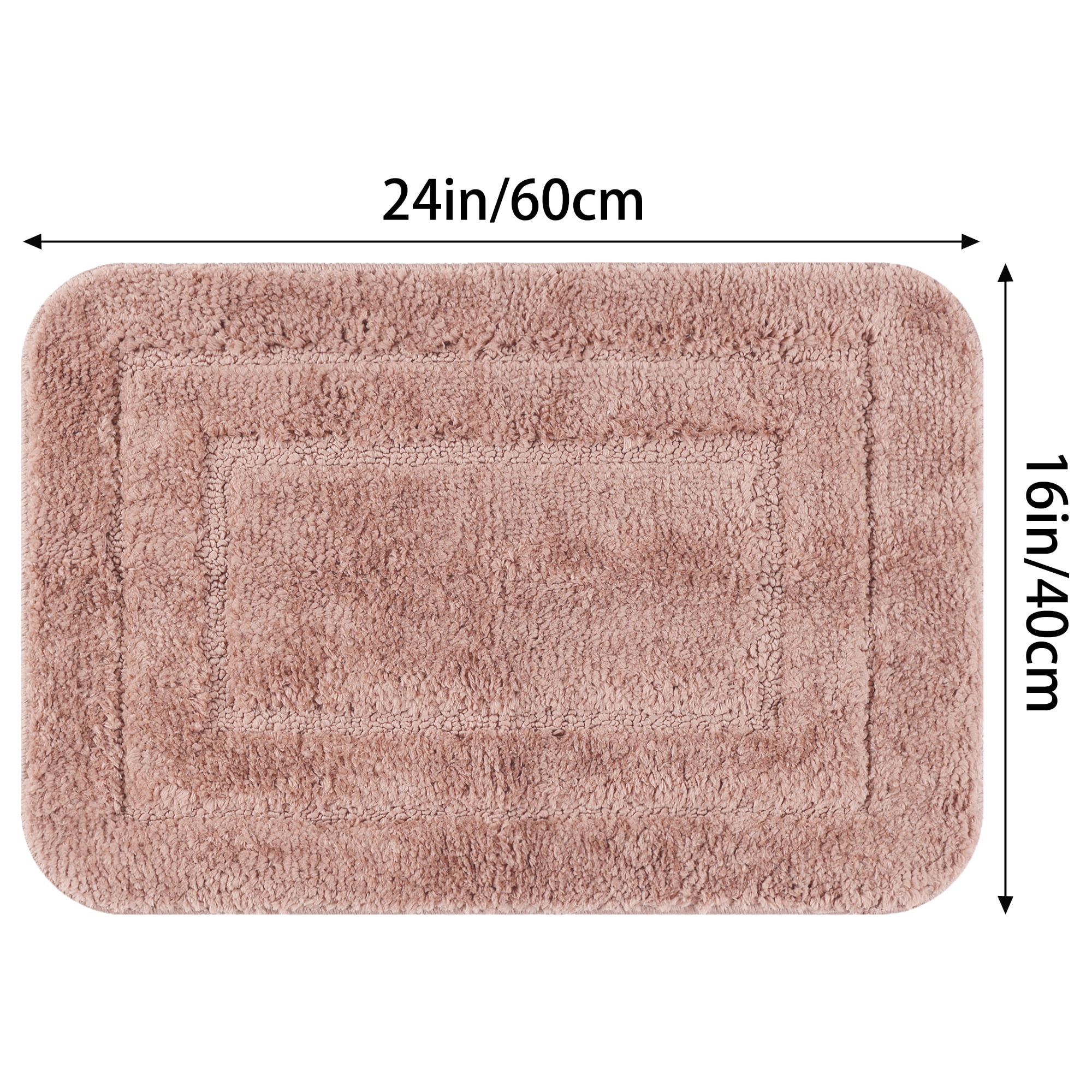 Unique Bargains Soft Absorbent Rug Non-Slip Plush Bath Mat for Bathroom Floor Pink 16"x24"