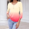 thumbnail image 2 of Fashion 3/4 Sleeve Summer Tops for Womens 2024 Plus Size Spring And Summer Gradient Printed Top Collar Button Sexy Shirt 3/4 Sleeve Long Sleeve V Neck Top/Shirt, 2 of 7