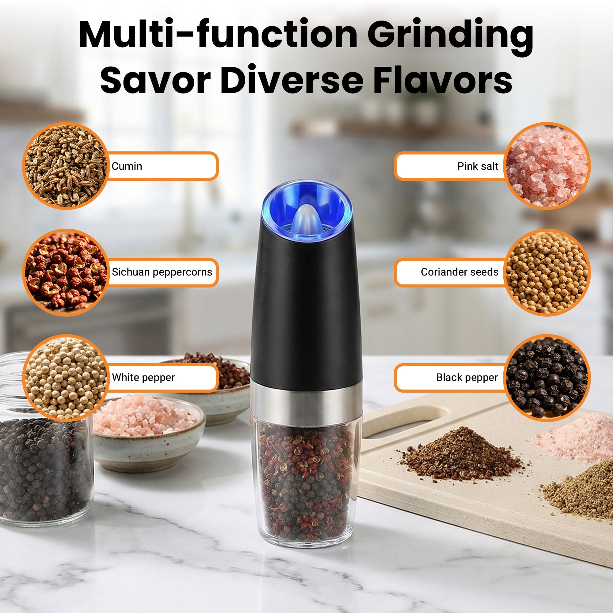 DAYBETTER Salt and Pepper Grinder Set, USB Rechargeable Electric Salt and Pepper Grinder Set, Adjustable Coarseness Mill Grinders, for Kitchen, Dining & Camping