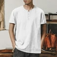 thumbnail image 2 of Fashion YLSDY Mens Cotton Henley Shirts Collarless Short Sleeve Button Down Shirt Lightweight Breathable Golf Athletic Work Tshirts White XXXL, 2 of 9