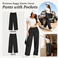 thumbnail image 6 of SWQZVT Wide Leg Sweatpants Womens Casual Drawstring Sweat Pants Black Lightweight Basic Sweatpant with Pockets S, 6 of 9