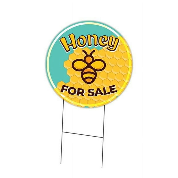 SignMission Corrugated Plastic Sign With Double Sided Image 16" Circular - Farmer's Market Honey | Coroplast Yard Sign With Stake |  Made in the USA