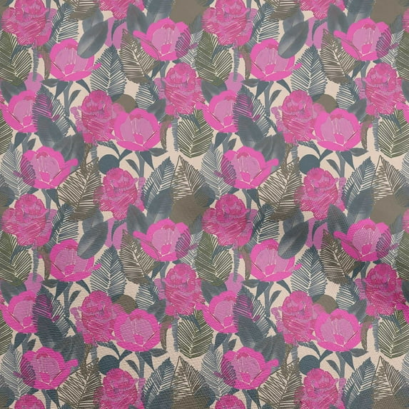 oneOone Velvet Pink Fabric Floral & Dress Material Fabric Print Fabric By The Yard 58 Inch Wide