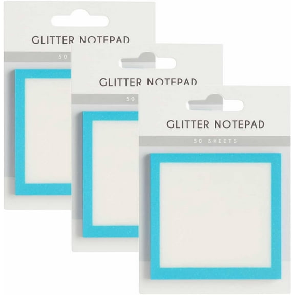 QISIWOLE Sparkle Sticky Notes, Clear Post It Notes Pastel, Cute Self Adhesive Note Memo Pads, Transparent Glitter Notepads Stationery, See Through Notes, Small to Do List, Office Supplies (3 Pack)
