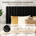 thumbnail image 4 of UHOMEPRO Full Bed Frame, Black Platform Bed Frame with Velvet Upholstered Headboard, No Box Spring Needed, Easy Assembly, 4 of 7