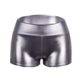 thumbnail image 4 of Avrnliq Womens High Waisted Shiny Metallic Wet Look Booty Shorts Stretch Dance Shorts for Rave Festival Party Clubwear Cosplay Dark Gray,Size M, 4 of 6