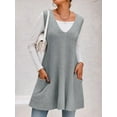 thumbnail image 4 of Womens Sleeveless Sweater Vest V Neck Casual Loose Knit A Line Flattering Tunic Top with Pockets, 4 of 6