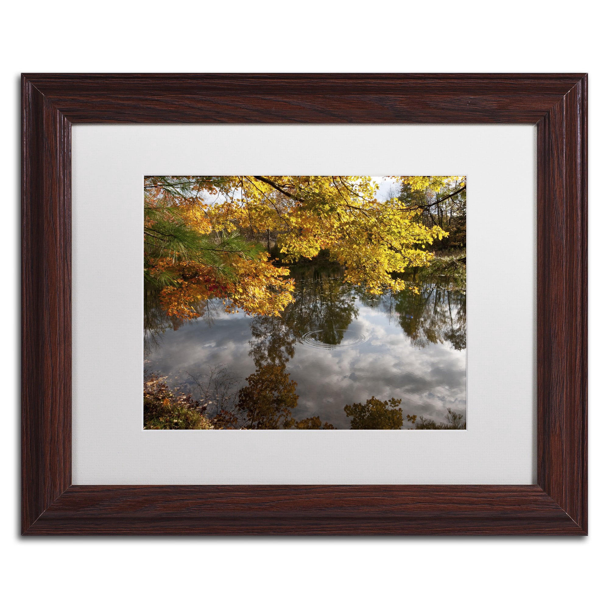 Trademark Fine Art "Kendal Lake Autumn" Canvas Art by Kurt Shaffer White Matte, Wood Frame