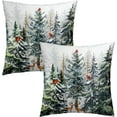 thumbnail image 4 of Pine Tree Throw Pillow Covers Set of 2 Forest Deer Pillowcases 18x18 Inch Winter Cushion Case Decoration for Home Sofa Couch Living Room, 4 of 7