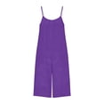 thumbnail image 7 of Jinhomg Capri Jumpsuits for Women Backless Spaghetti Strap Summer Jumpsuits Wide Leg Cropped Pants Rompers with Pockets Purple XXXL, 7 of 7