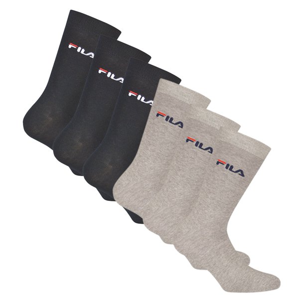 FILA Calcetines unisex, pack de 6 - calcetines, street, lifesyle, sport (2x 3 pares) Azul/Gris 39-42
