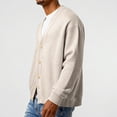 thumbnail image 4 of Dresfit Waffle Sweaters Men Button Up Knit Sweater Front V Neck Long Sleeve Knitted Shirt Spring Ribbed Oversized Loose Fit Back To School Pullover Dressy Coat Beige XL, 4 of 5