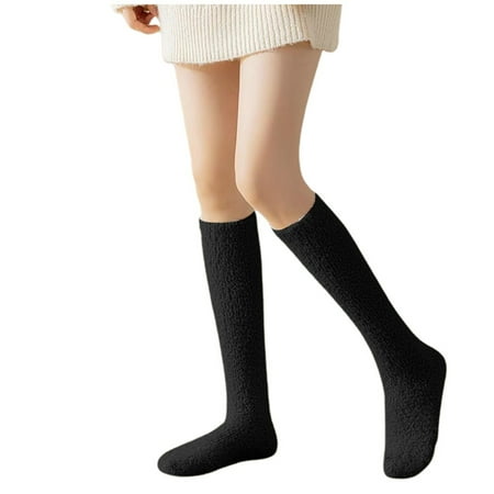LARUYEKO Coral Velvet Calf Socks for Women in Autumn and Winter Plus Velvet Thickened Home Floor Sleeping Confinement Warm Winter Stockings Dolls Lingerie Footlocker I Heart Raves Sequin Compression