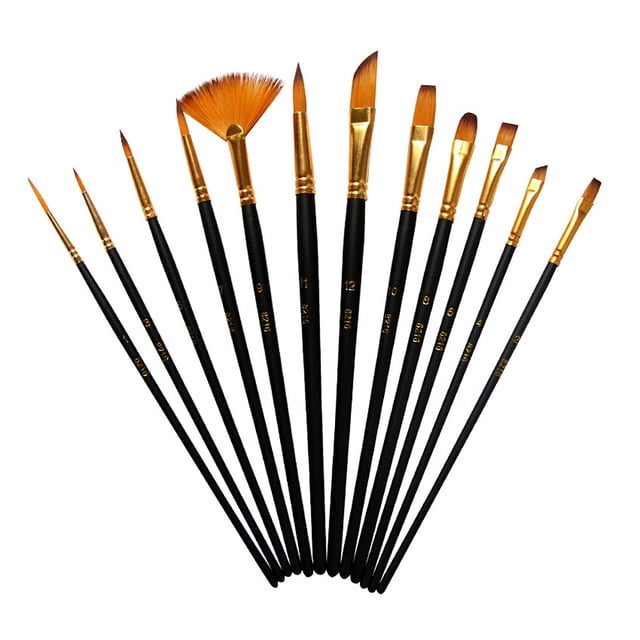 Methold 12 piezas cepillo de pintura mango de pintura dibujo arte bolígrafos profesional pinturas Negro