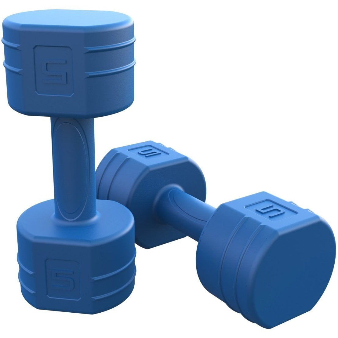 TONE FITNESS 10 LB PAIR CEMENT DUMBBELLS, 5 LB EACH, BLUE