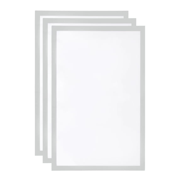 Uxcell 3Pcs Self Adhesive Magnetic Wall Sign Holder, 11"x17" Frame Display Window Sign Wall Mount for Home, Silver