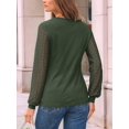 thumbnail image 3 of Long Sleeve Shirts for Women Dressy Casual Lace Tops 2025 Fall Outfits T-Shirts Work Clothes  Green XL, 3 of 6