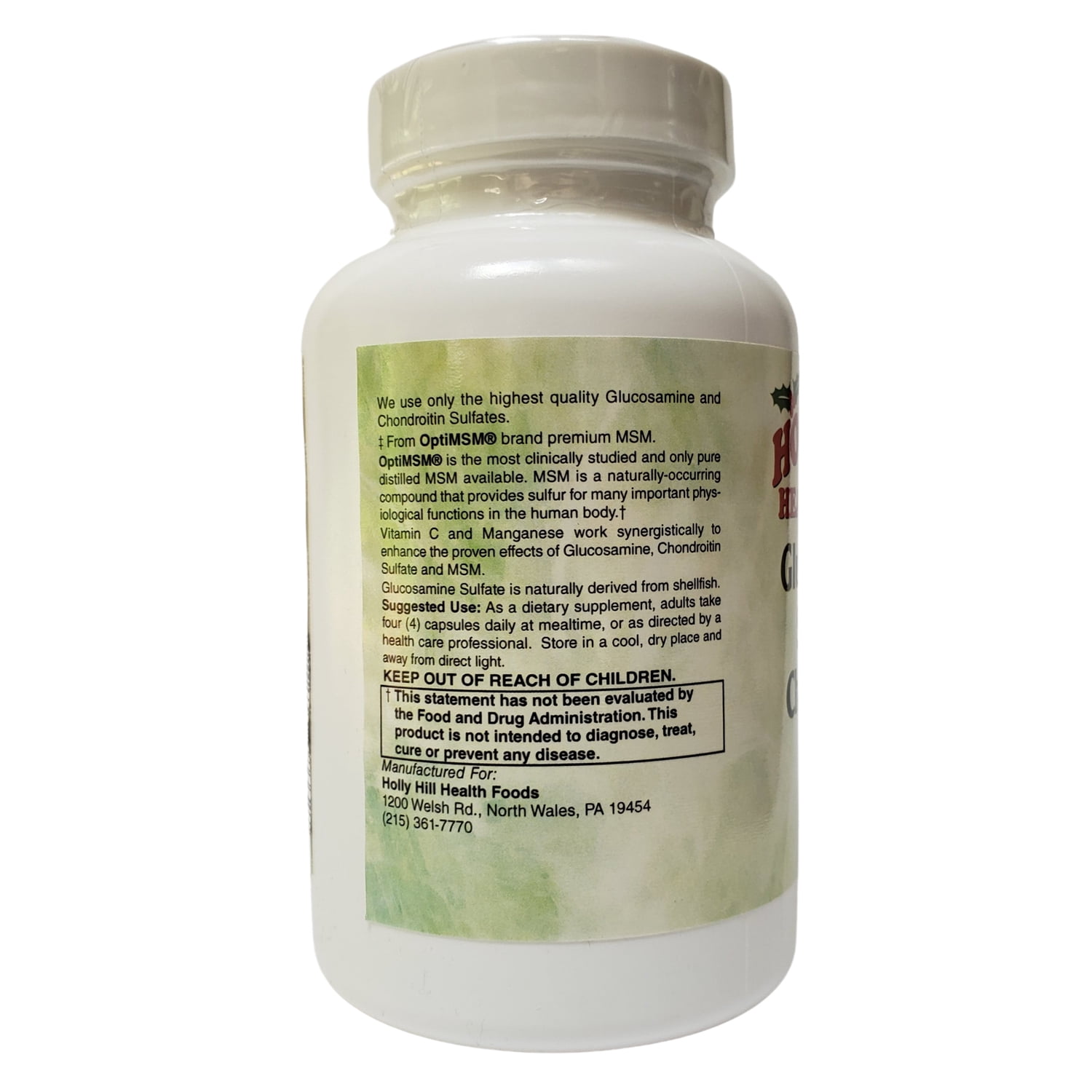 Holly Hill Health Foods Glucosamine Sulfate, Chondroitin & MSM, 120 Capsules