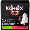 thumbnail image 1 of Kotex Ultra Thin Teen Pads with Wings, Heavy Absorbency, 26 Count, 1 of 7