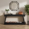 thumbnail image 3 of 70.9" Extra Long Farmhouse Console Table - 2-Tier Wood Entryway Table With Storage, Narrow Sofa Table Behind Couch For Living Room Hallway (Black), 3 of 9