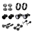 thumbnail image 1 of Juego de de 14 piezas, joyería de perforación múltiple, bola plana pequeña minimalista 8 mm negro Yuyangstore Aretes, 1 of 8
