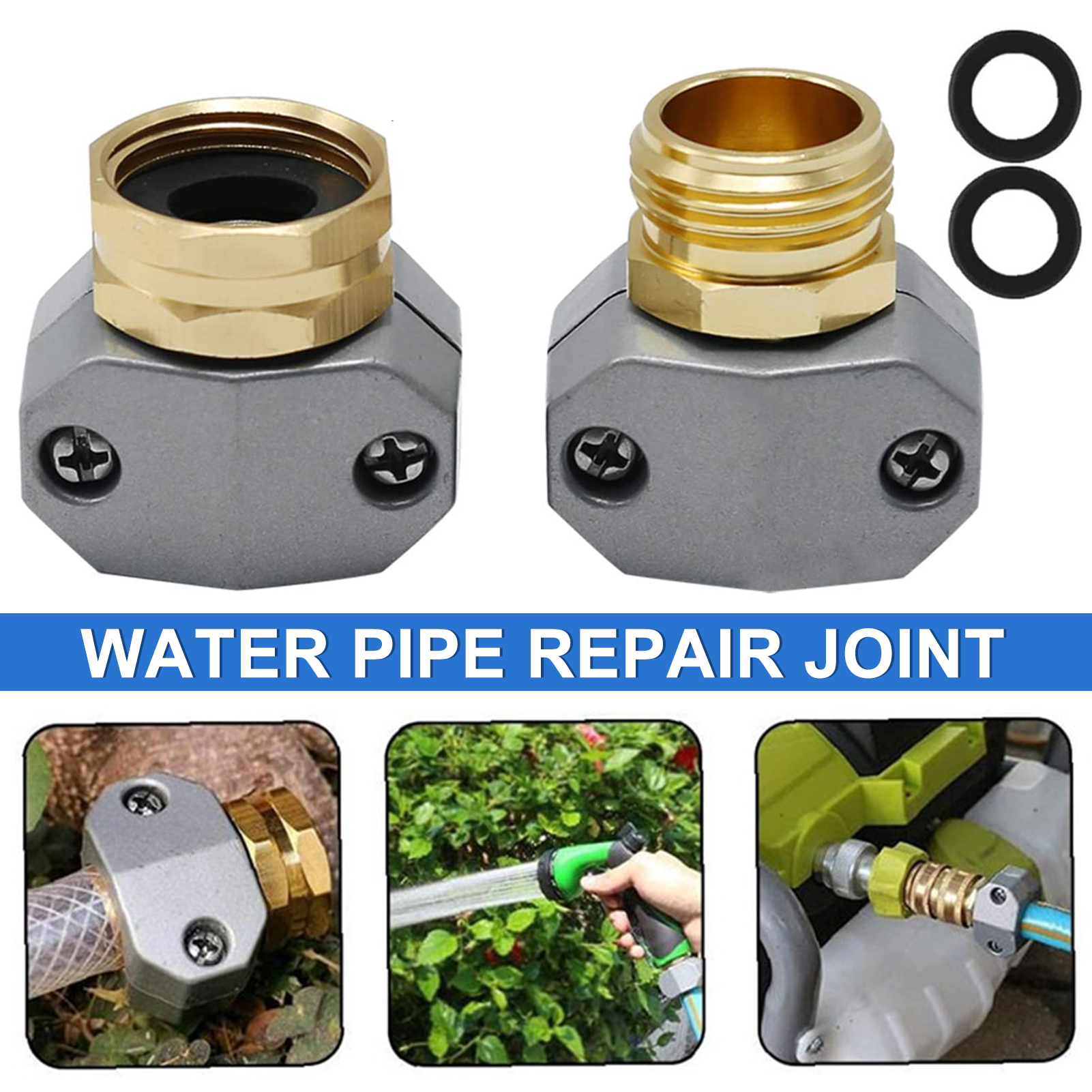 Anvazise 2 Set Hose Connector Sturdy Construction Leakproof Heavyduty