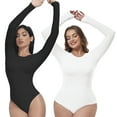 thumbnail image 5 of COOPLUS Womens Bodysuit Crew Neck Long Sleeve Bodysuit Tops Skin Friendly, 5 of 6
