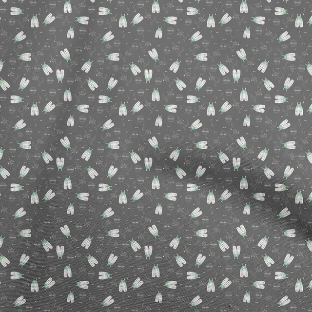 oneOone Cotton Jersey Gray Fabric Kids Cloth Sewing Craft Projects Fabric Prints By Yard 58 Inch Wide