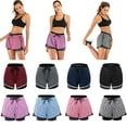 thumbnail image 1 of Summer 2-in-1 Running Shorts Athletic Yoga Elastic Waistband Sport Shorts with Pockets for Women Workout Running Athletic Riding Bike, 1 of 9