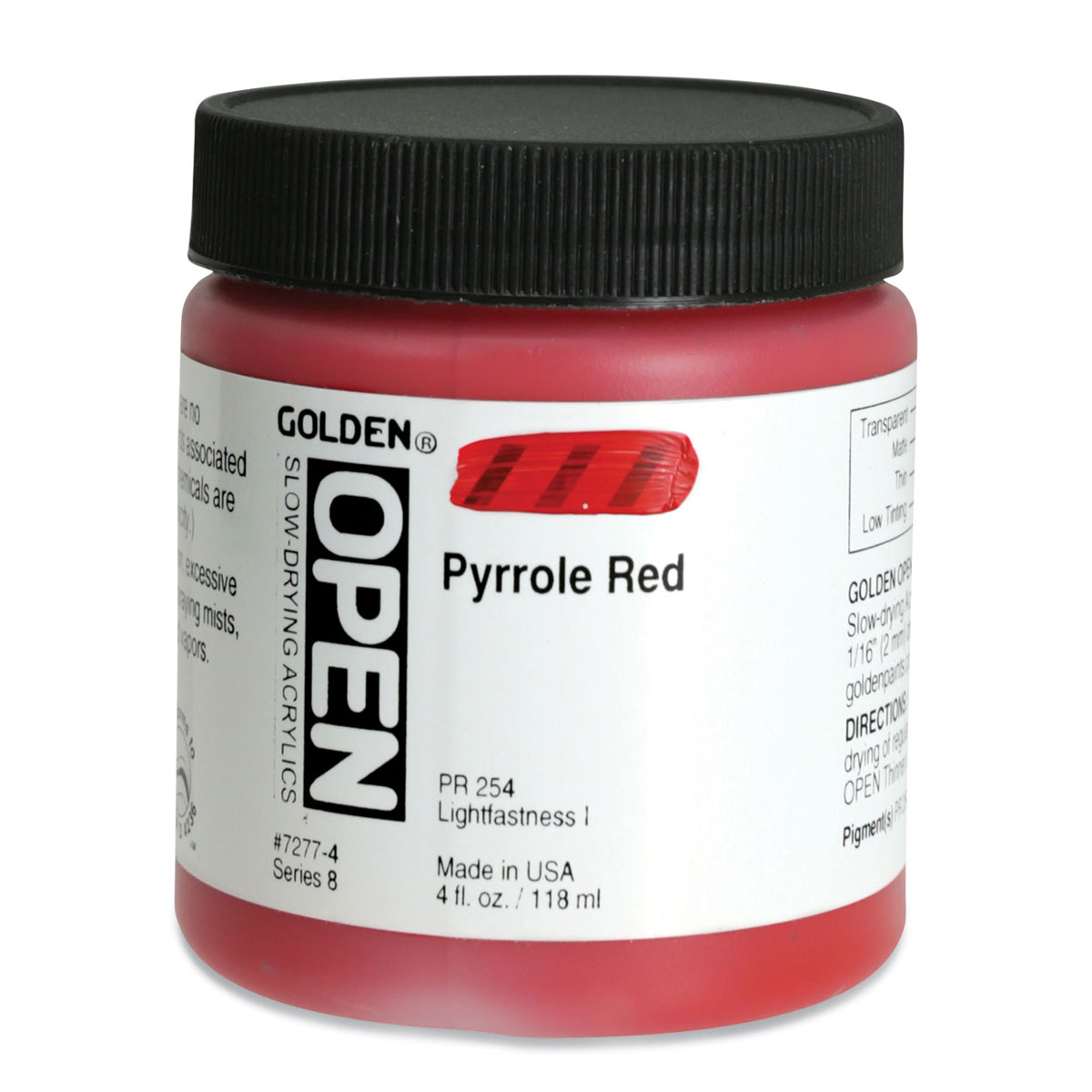 Golden Open Acrylics Pyrrole Red, 4 oz Jar