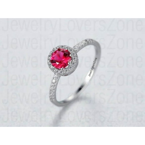 925 Sterling Silver Dark Red Lab-Created Tourmaline Ring Dainty October Birthstone Jewelry Elegant Ring, Perfect for Everyday Wear & Gifts Silver 3