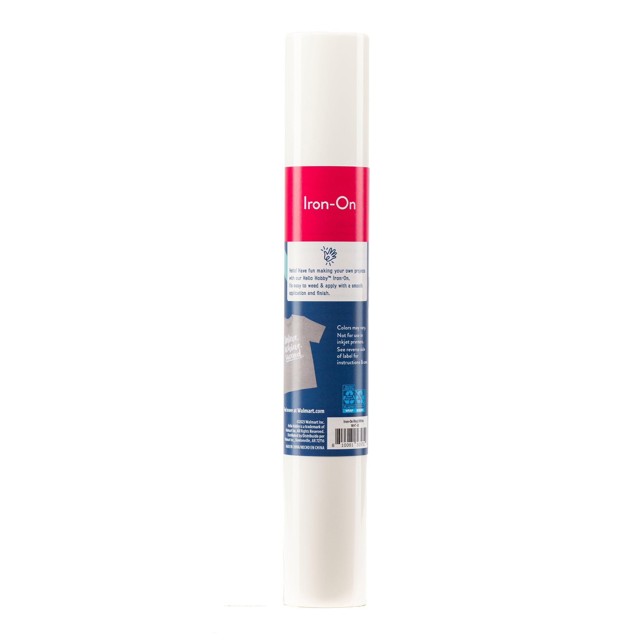 (2 pack) Hello Hobby 12" x 2' White Iron-On Craft Vinyl Roll