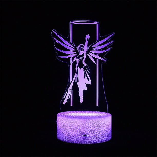Lámpara decorativa de anime Overwatch Angel Crack con luz nocturna 3D Illus